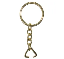 Anahtarlık Halkası, Halka + Zincir + Üçgen, 24mm, Altın, Sarı, 1 Adet