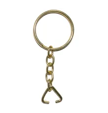 Anahtarlık Halkası, Halka + Zincir + Üçgen, 24mm, Altın, Sarı, 1 Adet