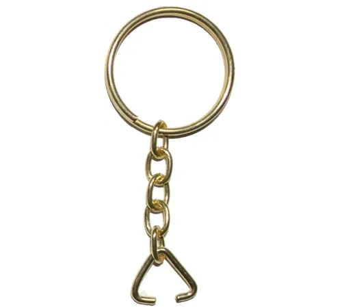 Anahtarlık Halkası, Halka + Zincir + Üçgen, 24mm, Altın, Sarı, 1000 Adet