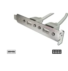 Anakarttaki USB 2.0 Portları (Internal) Slot Bracket&#039;e (External) Taşıyan Kablo, 
2 x USB A Dişi <-> 2 x 5 pin IDC Dişi, 0.25 metre, AWG 28