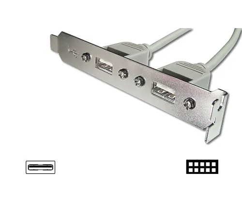 Anakarttaki USB 2.0 Portları (Internal) Slot Bracket&#039;e (External) Taşıyan Kablo, 
2 x USB A Dişi <-> 2 x 5 pin IDC Dişi, 0.25 metre, AWG 28