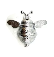 Antika Tarz Dekoratif Pirinç Arı Kapı Tokmağı, Taktak - Büyük, 163x150mm, Nikel