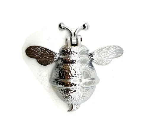 Antika Tarz Dekoratif Pirinç Arı Kapı Tokmağı, Taktak - Büyük, 163x150mm, Nikel