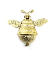 Antika Tarz Dekoratif Pirinç Arı Kapı Tokmağı, Taktak - Büyük, 163x150mm, Sarı