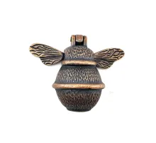 Antika Tarz Dekoratif Pirinç Arı Kapı Tokmağı, Taktak - Küçük, 123x150mm, Antik