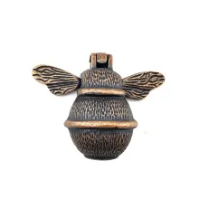 Antika Tarz Dekoratif Pirinç Arı Kapı Tokmağı, Taktak - Küçük, 123x150mm, Antik