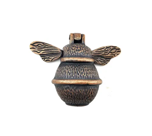 Antika Tarz Dekoratif Pirinç Arı Kapı Tokmağı, Taktak - Küçük, 123x150mm, Antik