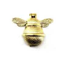 Antika Tarz Dekoratif Pirinç Arı Kapı Tokmağı, Taktak - Küçük,123x150mm, Sarı