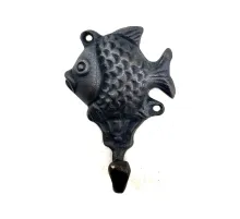 Antika Tarz Dekoratif Pirinç Balık Figürlü Askı - 84x51mm, Oksit