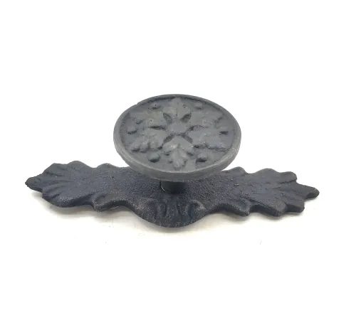 Antika Tarz Dekoratif Pirinç Çiçek Düğme - 27x70 mm, Oksit