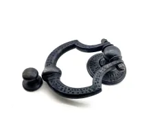 Antika Tarz Dekoratif Pirinç Dövme Kapı Tokmağı, Taktak - 150x105 mm, Oksit