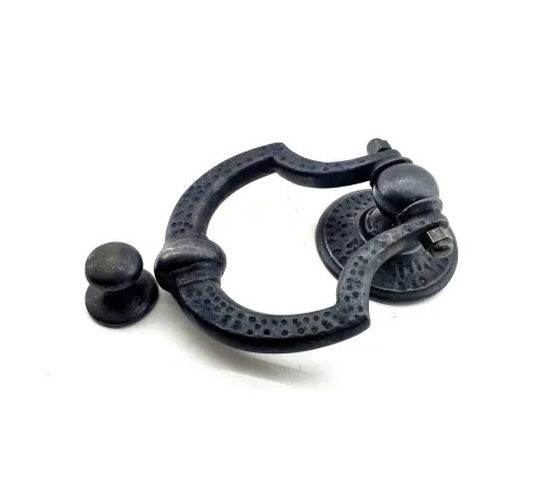 Antika Tarz Dekoratif Pirinç Dövme Kapı Tokmağı, Taktak - 150x105 mm, Oksit