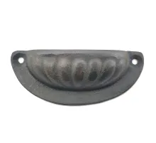 Antika Tarz Dekoratif Pirinç İstiridye Tas Mobilya Kulbu - 37x87 mm, Oksit