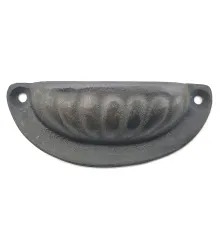 Antika Tarz Dekoratif Pirinç İstiridye Tas Mobilya Kulbu - 37x87 mm, Oksit