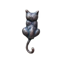 Antika Tarz Dekoratif Pirinç Kedi Sırt Kapı Tokmağı, Taktak - 160x65mm, Oksit