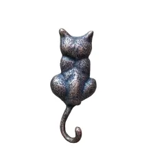 Antika Tarz Dekoratif Pirinç Kedi Sırt Kapı Tokmağı, Taktak - 160x65mm, Oksit