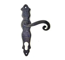 Antika Tarz Dekoratif Pirinç Kıvrık Banyo Kapı Kolu - 210x43 mm, Oksit