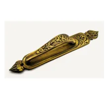 Antika Tarz Dekoratif Pirinç Kubbeli Çekme Kapı Kolu - 396x68 mm, Antik