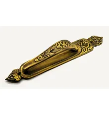 Antika Tarz Dekoratif Pirinç Kubbeli Çekme Kapı Kolu - 396x68 mm, Antik