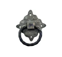 Antika Tarz Dekoratif Pirinç Mobilya Kulbu, Kapı Kilit Halkası - 94x97 mm, Büyük, Oksit