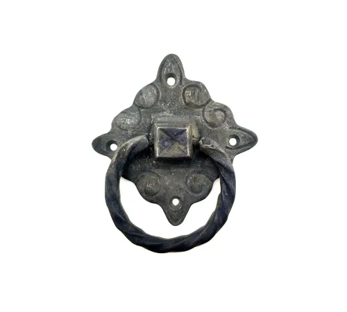 Antika Tarz Dekoratif Pirinç Mobilya Kulbu, Kapı Kilit Halkası - 94x97 mm, Büyük, Oksit