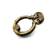 Antika Tarz Dekoratif Pirinç Saray Kapı Tokmağı, Taktak - 97mm, Antik