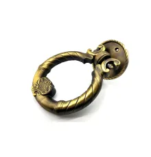 Antika Tarz Dekoratif Pirinç Saray Kapı Tokmağı, Taktak - 97mm, Antik