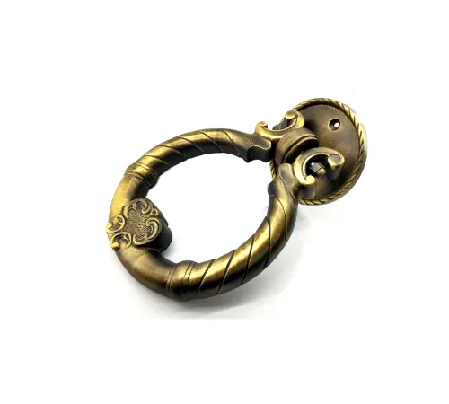 Antika Tarz Dekoratif Pirinç Saray Kapı Tokmağı, Taktak - 97mm, Antik