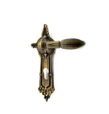 Antika Tarz Dekoratif Pirinç Şato Model Yale, Dış Kapı Kolu - 262x83 mm, Antik