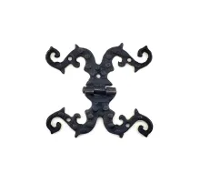 Antika Tarz Dekoratif Pirinç Süslü Menteşe - 100x90 mm, Oksit