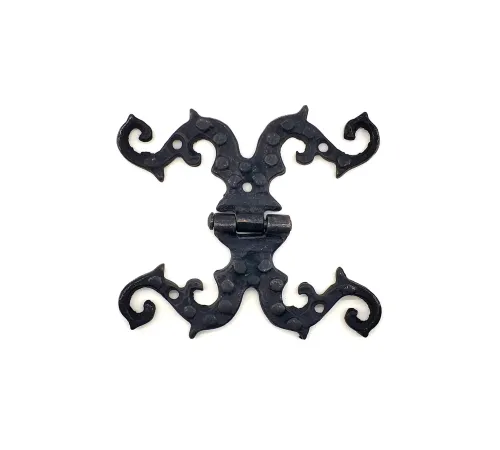 Antika Tarz Dekoratif Pirinç Süslü Menteşe - 100x90 mm, Oksit