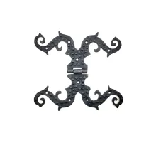 Antika Tarz Dekoratif Pirinç Süslü Menteşe - 190x170 mm, Oksit