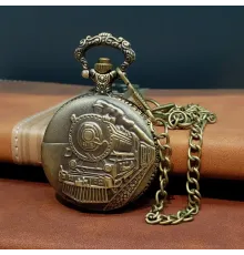 Antika Tren Tasarımlı Köstekli Cep Saati