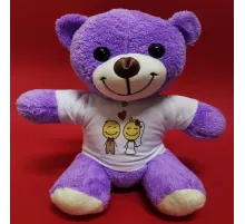 Aşık Çiftler Tişörtlü Mor Peluş Ayıcık