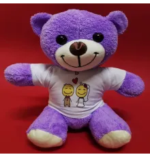 Aşık Çiftler Tişörtlü Mor Peluş Ayıcık
