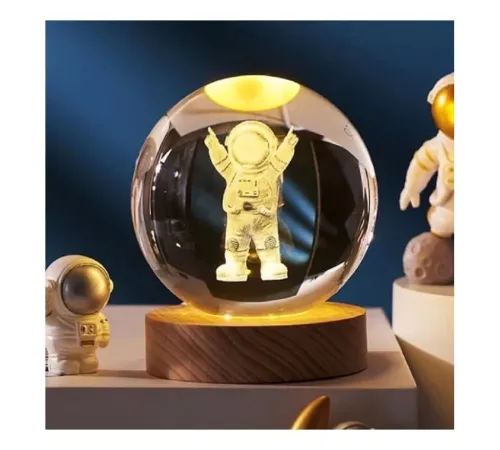 Astronot Tasarımlı Işıklı Cam Küre Cap 6 Cm Kod 52