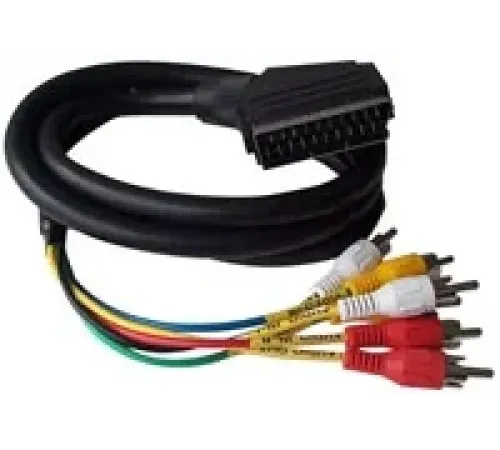 Audio Video Kablosu, 1.5 metre, Scart erkek (21 pin) konnektör  6 x Cinch erkek