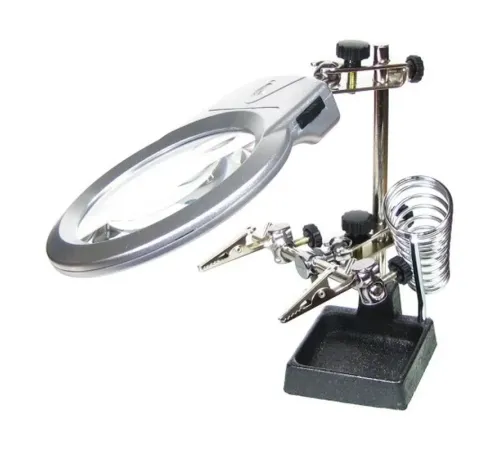 Ayarlanabilir Başlıklı Elektronikçi Yardım Lehim Standı Ile Ledli Büyüteç