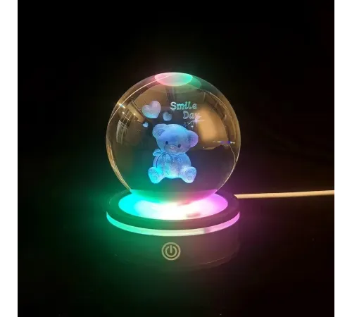 Ayıcık Tasarımlı Renk Değiştiren Dönen Cam Küre