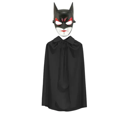 Batman Maskesi Cat Woman ve Batman Pelerini 90 cm Siyah Renk Set