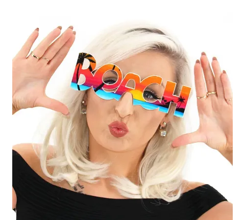 Beach Yazılı Parti Gözlüğü Yaza Merhaba Hawaii Show Gözlüğü 19x6 cm