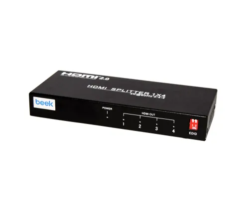 Beek 4 Port 4K HDMI Video Çoklayıcı, 3810 x 2160 (4K) ve 1920 x 1080 (Full HD) piksel çözünürlük, HDMI 2.0, HDCP 2.3, metal şasi, siyah renk<br>
Beek 4K HDMI Spliter 4 Ports, UHD 4K@60Hz (4:4:4) HDR 1.8Gbps, HDMI 2.0, HDCP 2.3