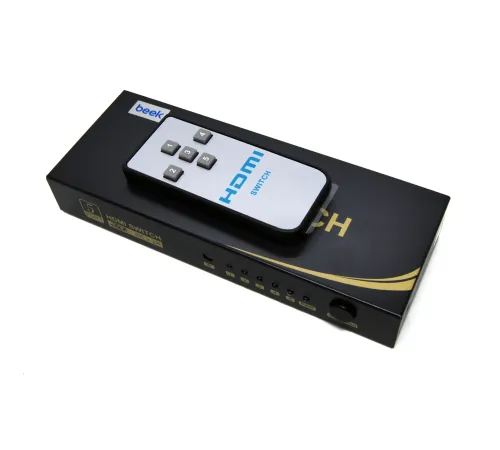 Beek 5 Port Ultra HD 4K HDMI Switch, 5 giriş - 1 çıkış, uzaktan kumandalı, 4K2K, 3D görüntü formatlarını destekler, HDMI 2.0, HDCP 2.3 uyumlu<br>
Beek UHD 4K HDMI Switch 5 Ports, IR remote control, 4K2K, 3D, HDMI 2.0, HDCP 2.3 compliant<br>