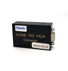 Beek HDMI Sinyalini <-> VGA Görüntü ve Ses Sinyaline Çevirici,  1 x HDMI 1.3 giriş (UXGA ve 1080I), 1 x VGA dişi / hoparlör (audio) 3.5mm yuva<br>
Beek HDMI to VGA/3.5mm Audio, HDMI 1.3