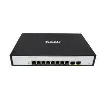 Beek L2 Yönetilebilir PoE Switch<br>
8 x 10/100/1000Mbps IEEE802.3af/at PoE+ port (Port başına 30.8 watt) (PoE Güç Bütçesi maks. 120 Watt) <br>
2 x 10/100/1000BASE-T SFP yuva<br>
Beek 8 Port Gigabit Managed PoE Switch with 2G SFP Port