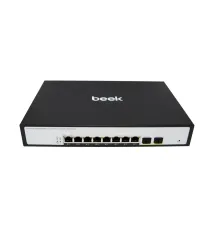 Beek L2 Yönetilebilir PoE Switch<br>
8 x 10/100/1000Mbps IEEE802.3af/at PoE+ port (Port başına 30.8 watt) (PoE Güç Bütçesi maks. 120 Watt) <br>
2 x 10/100/1000BASE-T SFP yuva<br>
Beek 8 Port Gigabit Managed PoE Switch with 2G SFP Port