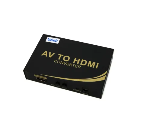 Beek Ses Görüntü (AV)/CVBS <-> HDMI Sinyal Çeviricisi, 1 x S-Video giriş,  1 x RCA Video giriş (Cinch yuva), 2 x RCA Sağ/Sol Analog Ses giriş (Cinch yuva), 1 x HDMI çıkış, 1080p, 60Hz<br>
Beek AV/S-Video To HDMI Converter