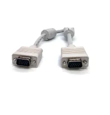 Beek VGA Monitör Kablosu, DSUB 15 erkek <-> DSUB 15 erkek, 5 metre, 3Coax/7C, 2x ferrite filtreli, bej renk