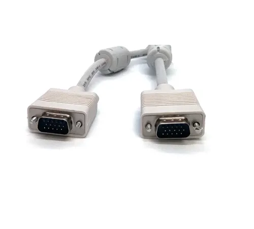 Beek VGA Monitör Kablosu, DSUB 15 erkek <-> DSUB 15 erkek, 5 metre, 3Coax/7C, 2x ferrite filtreli, bej renk