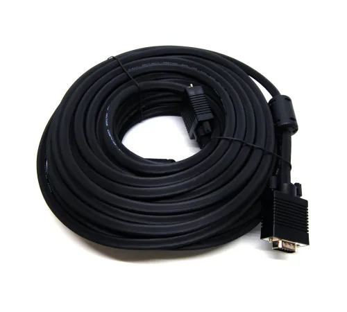 Beek VGA Monitör Kablosu, DSUB 15 erkek <-> DSUB 15 erkek, 20 metre, 3Coax/7C, AWG28, 2x ferrite filtreli, siyah renk<br>Beek VGA 20 mt cable M/M with Filter